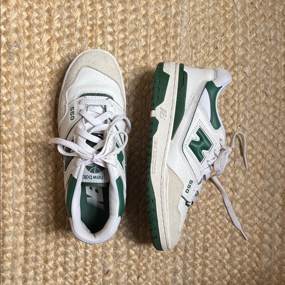 New Balance 550 White and Green Sneakers